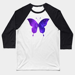 Blue and Purple Ombre Galaxy Butterfly Baseball T-Shirt